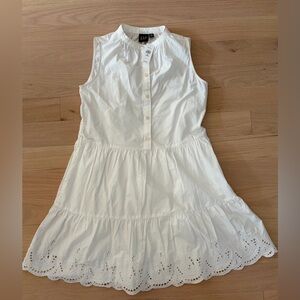 GAP Petites White Eyelet Button-Down Dress